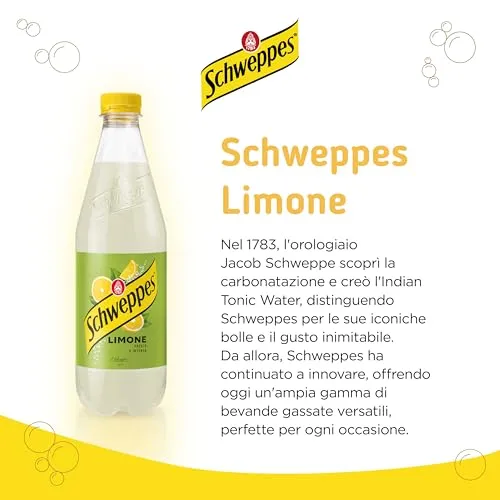 Schweppes Limome, Bevanda Gassata dal gusto Fresco e Agrumato, 12x 500ml Perfetta per Aperitivi e Cocktail. Bevanda Disset...
