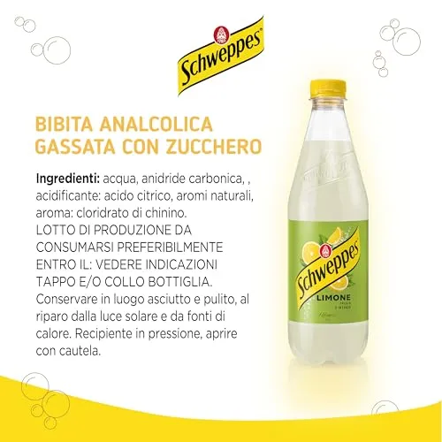 Schweppes Limome, Bevanda Gassata dal gusto Fresco e Agrumato, 12x 500ml Perfetta per Aperitivi e Cocktail. Bevanda Disset...