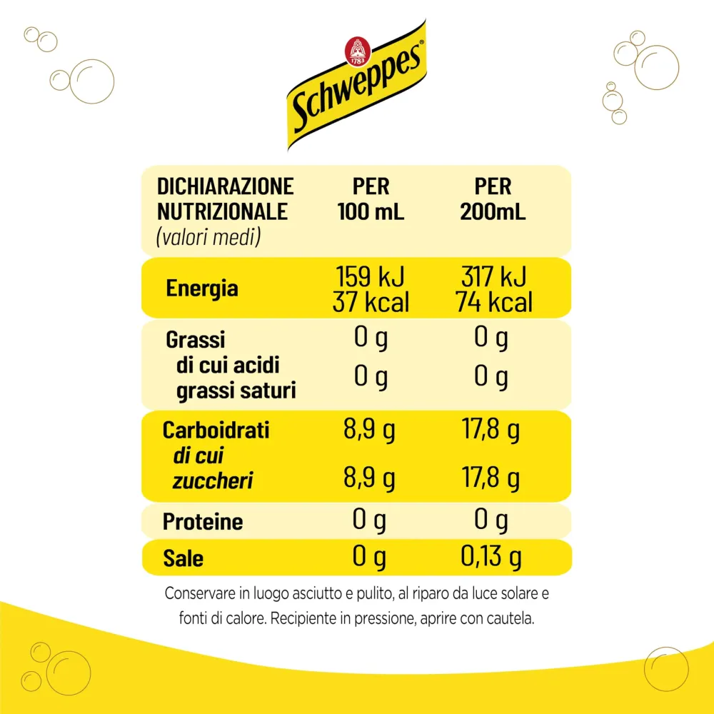 Schweppes Tonica, Bevanda Gassata al Gusto di Chinino, 12x500ml, Perfetta per Aperitivi e Cocktail, 100% Aromi Naturali