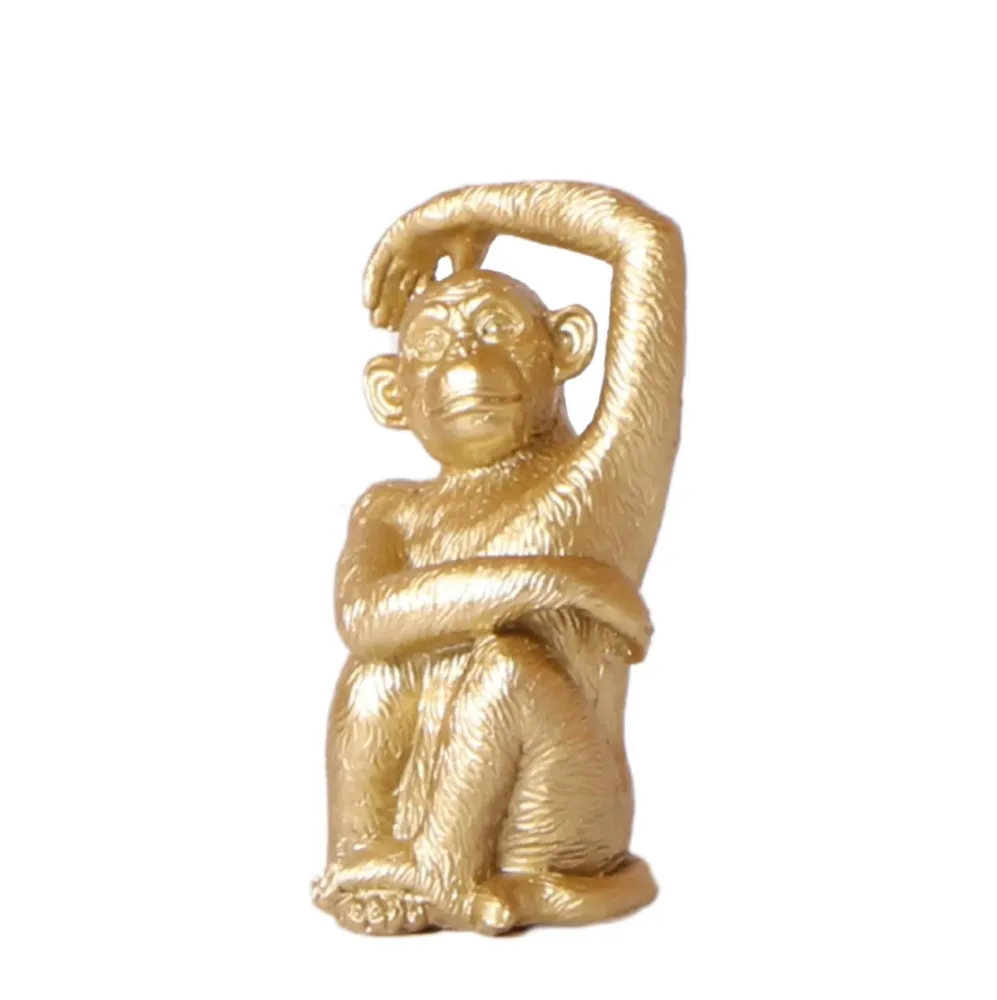 Scimmia seduta dorata - Statuetta decorativa