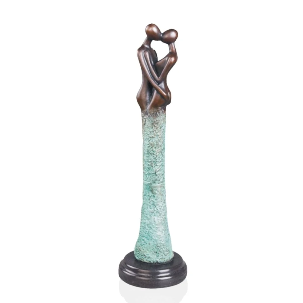 Scultura bronzo Statuetta di coppia 42 cm