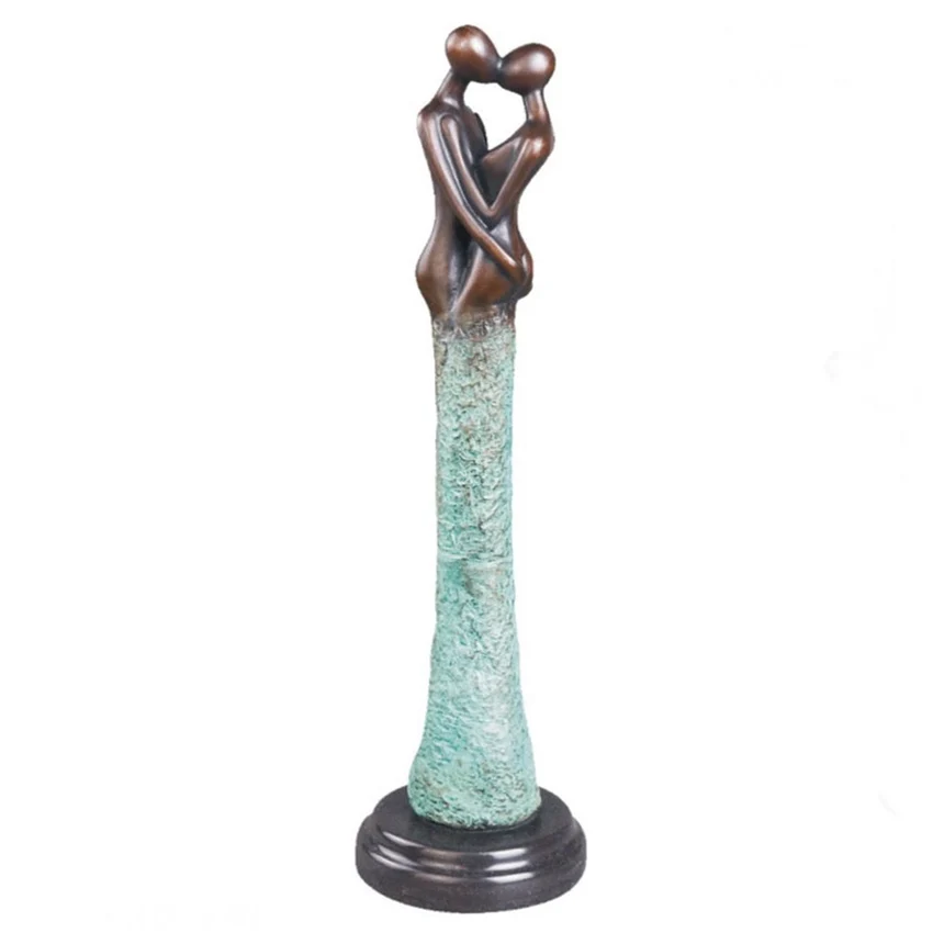 Scultura bronzo Statuetta di coppia 42 cm