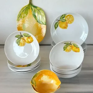 Servizio Completo di Stoviglie Melamina Limoni per 6 Persone