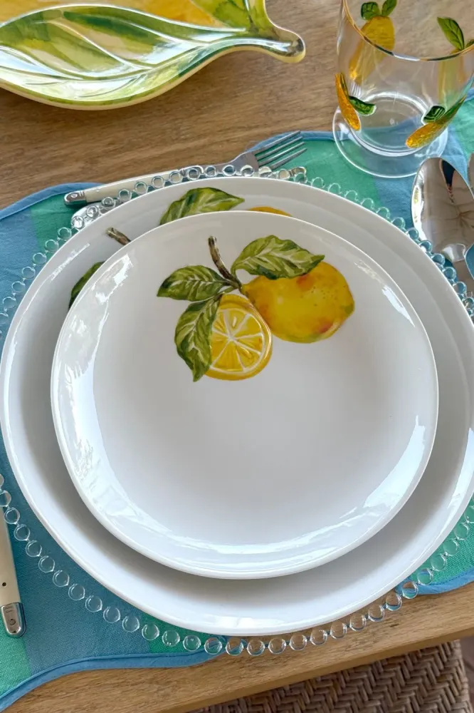 Servizio Completo di Stoviglie Melamina Limoni per 4 Persone