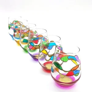set 6 bicchieri acqua cl.40 multicolore Serie Rainbow wave