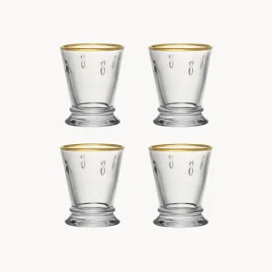 Set 4 Bicchieri acqua con bordo oro Abeille