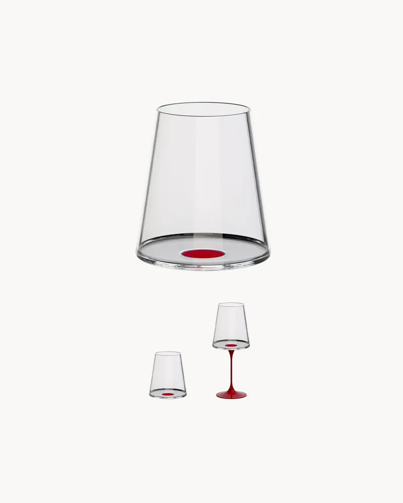 Set 2 bicchieri da acqua/vino rosso cristallo SplitGlass