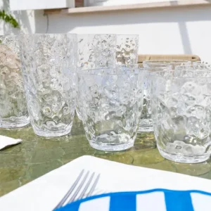 Set di 12 bicchieri acrilico trasparente con design rilievo