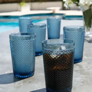 Set di 6 Bicchieri Alti Cristallo Peaks Blu Scuro