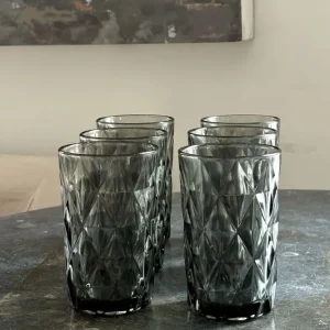 Set di 6 bicchieri alti grigi dal design rombo