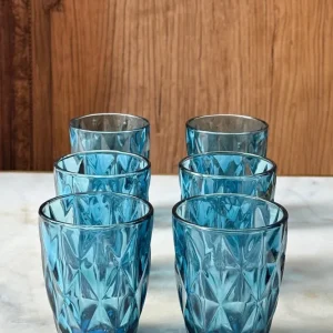 Set di 6 bicchieri blu design rombo