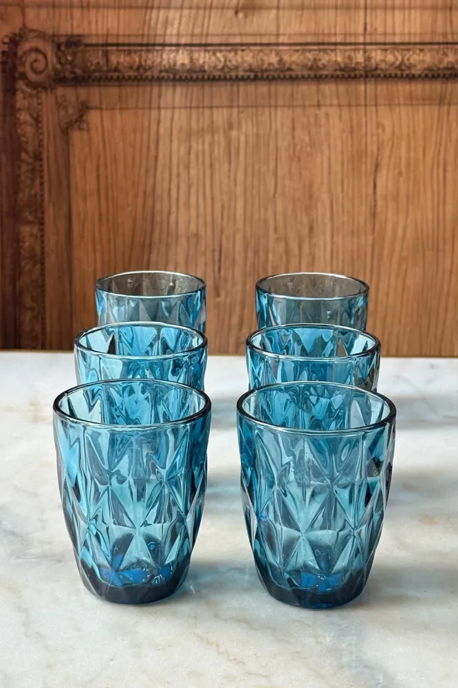 Set di 6 bicchieri blu design rombo