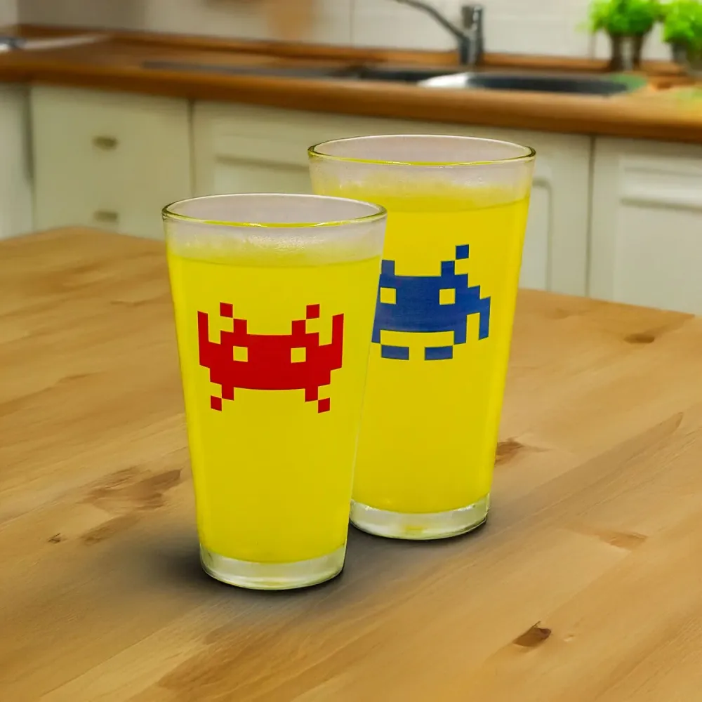 Set di 2 bicchieri cambia colore Space Invaders