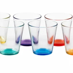 Set 6 Bicchieri Clear 250ml Vetro con Fondo Colorato – Design Moderno per Tavola