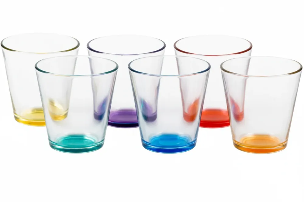 Set 6 Bicchieri Clear 250ml Vetro con Fondo Colorato – Design Moderno per Tavola