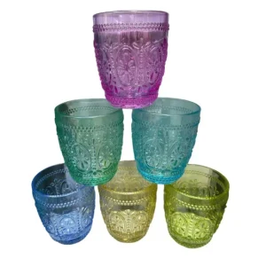 Set 6 Pz Bicchieri Colorati Da 380 Ml Vetro Per Acqua Vino Bicchiere Colorato