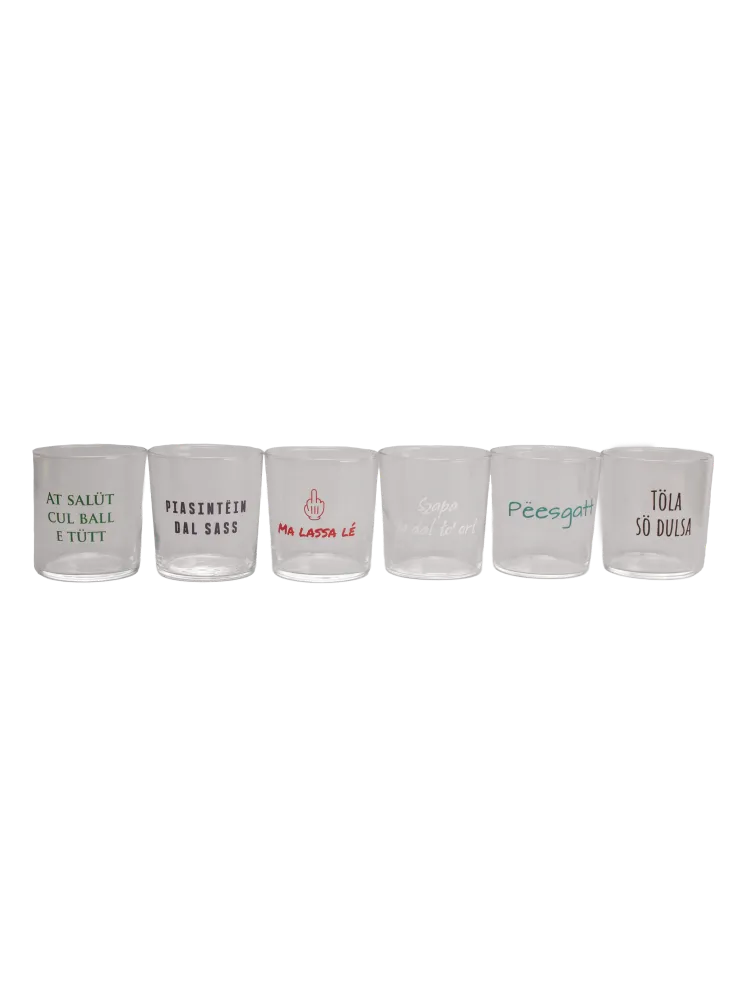 Set di 6 Bicchieri con frasi dialetto piacentino