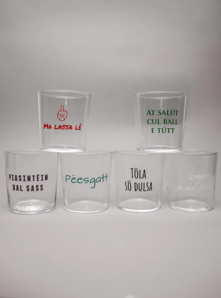 Set di 6 Bicchieri con frasi dialetto piacentino