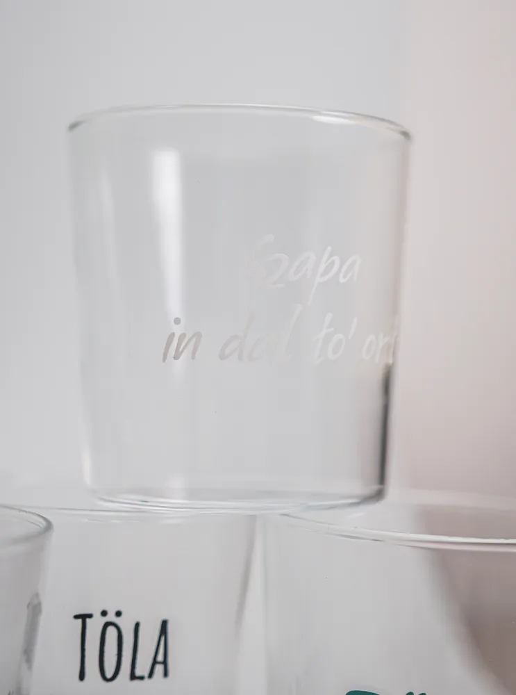 Set di 6 Bicchieri con frasi dialetto piacentino