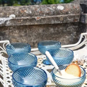 Set di 6 bicchieri con punta vetro ghiacciato blu scuro
