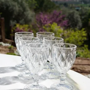 Set 6 Bicchieri Cristallo Trasparente Rombi