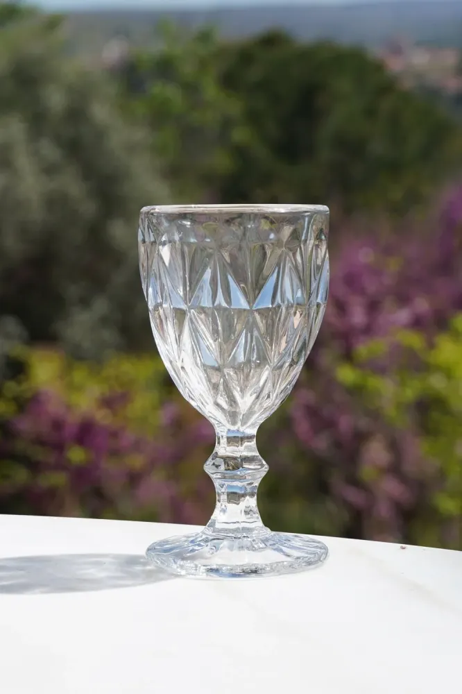 Set 6 Bicchieri Cristallo Trasparente Rombi