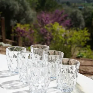 Set 6 Bicchieri Cristallo Trasparente Rombi
