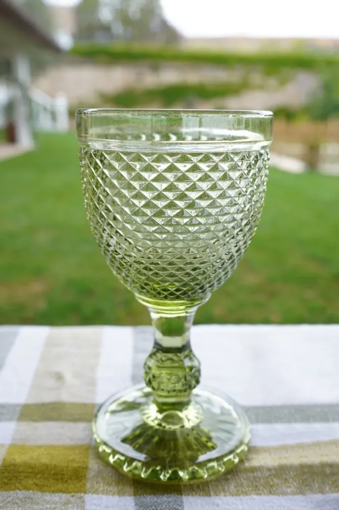 Set di 6 bicchieri cristallo verde con punte