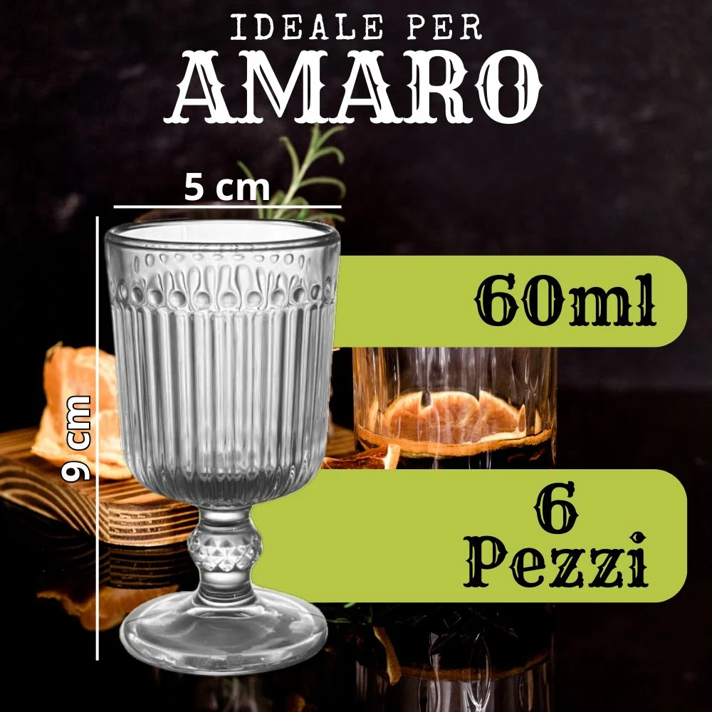 Set da 6 Bicchieri 60 ml | Emerald | Eleganza per il Tuo Amaro