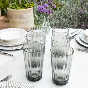 Set di 6 Bicchieri Grandi Acrilico Grigi