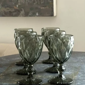 Set di 6 bicchieri grigi design rombo