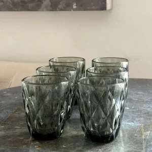 Set di 6 bicchieri grigi design rombo