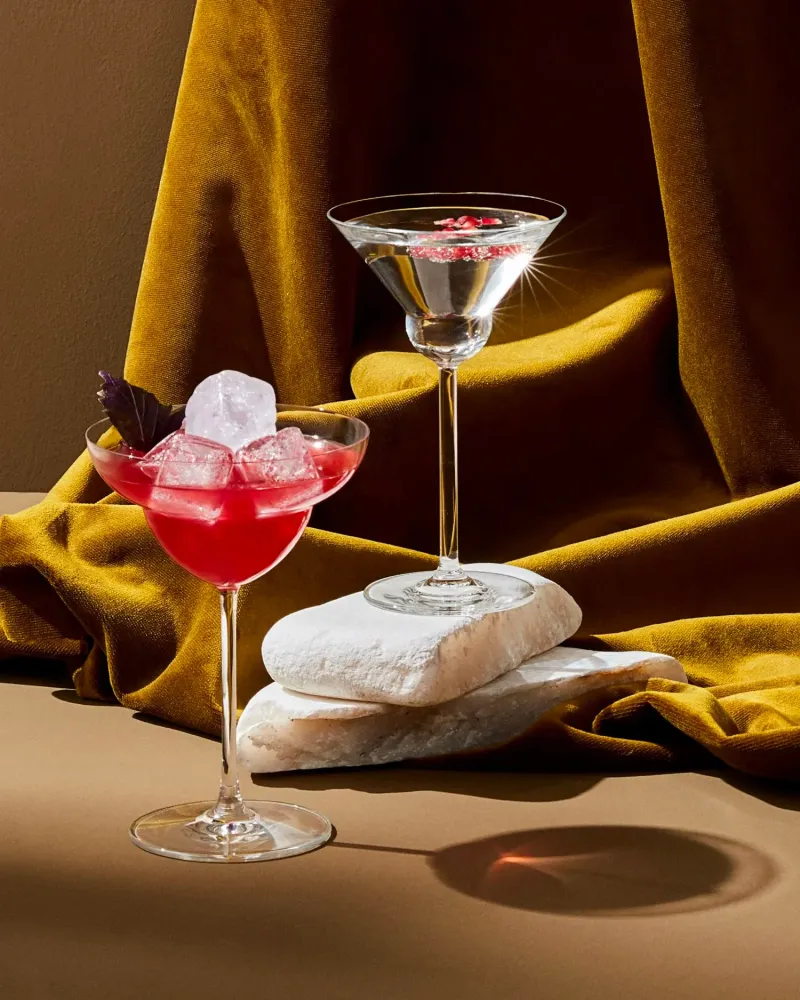 Set 2 bicchieri da martini cristallo Vintage round