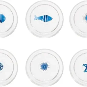 SET 6 BICCHIERI TAVOLA TUMBLER TECA MARE MISTI ZAFFERANO VETRO BOROSILICATO