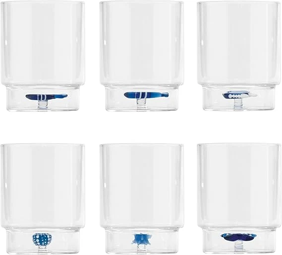SET 6 BICCHIERI TAVOLA TUMBLER TECA MARE MISTI ZAFFERANO VETRO BOROSILICATO