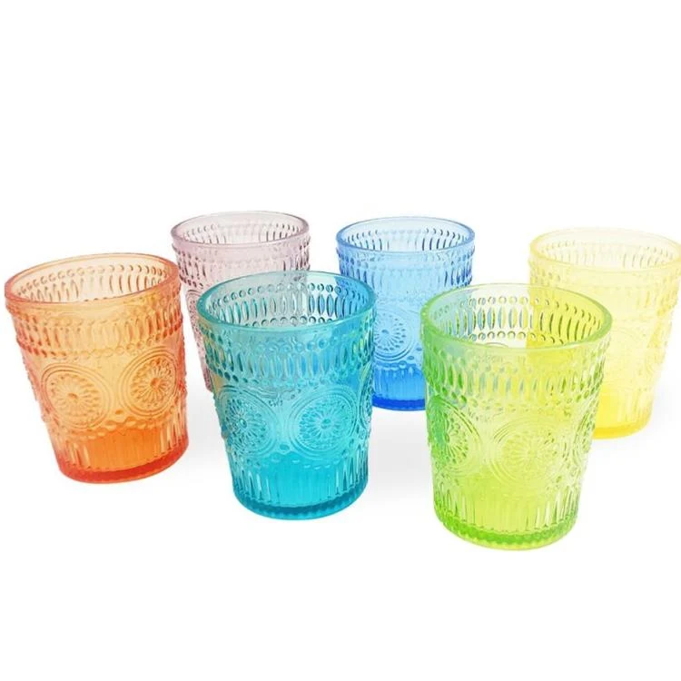 Set 6 Bicchieri Da Tavola Vetro Colorati Per Acqua Cocktail Drink Bibite Vino