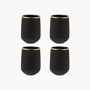 Set 4 bicchieri terracotta nera con bordo oro Eclipse