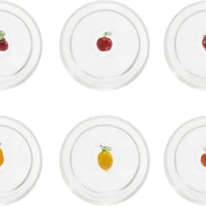 SET 6 BICCHIERI TUMBLER ZAFFERANO VETRO BOROSILICATO SCATOLA MISTI TECA FRUTTA
