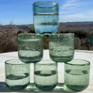 Set di 6 bicchieri verdi dal design bolle