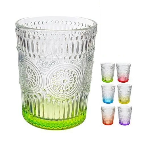 Set 6 Bicchieri Vetro Colorati Da Tavola Per Acqua Cocktail Drink Bibite Vino