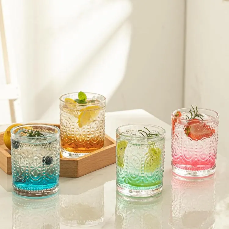 Set 6 Bicchieri Vetro Colorati Da Tavola Per Acqua Cocktail Drink Bibite Vino