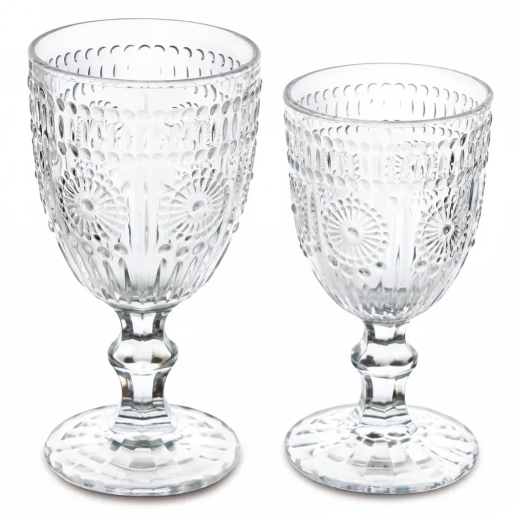 Set 12 Bicchieri Vetro Decorato – 2 Dimensioni 300-320 cc