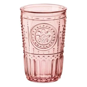 Set 4 bicchieri vetro Frida con fiori colore rosa