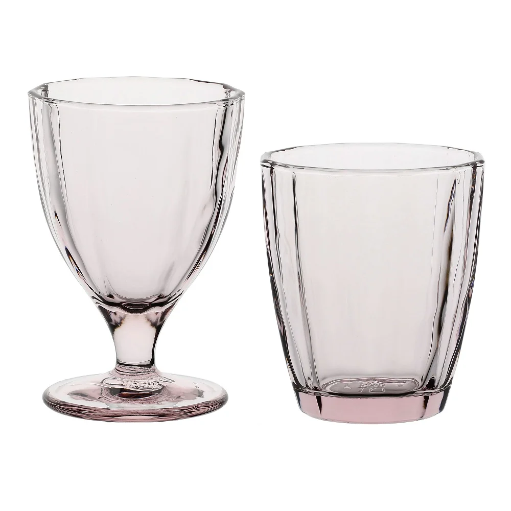 Set 12 Calici Vino+12 Bicchieri Acqua “Amami Quarzo” Rose&Tulipani
