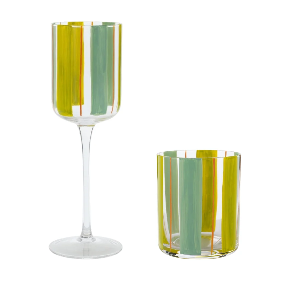 Set 6 Calici Vino+6 Bicchieri Acqua "Good Vibes" Henriette