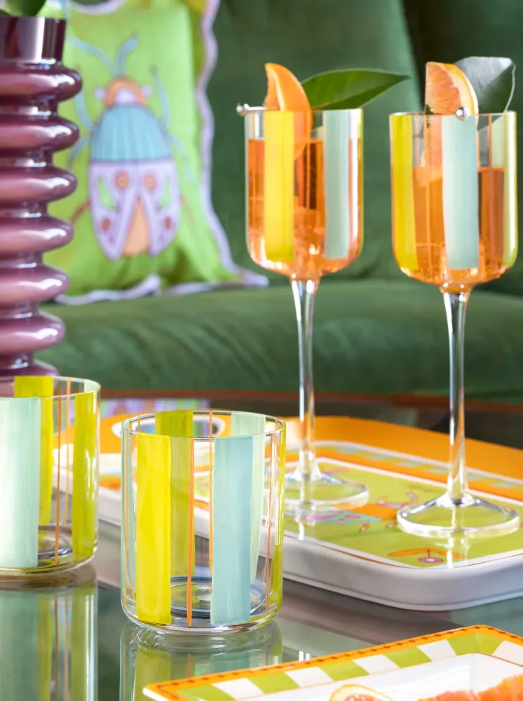Set 6 Calici Vino+6 Bicchieri Acqua "Good Vibes" Henriette