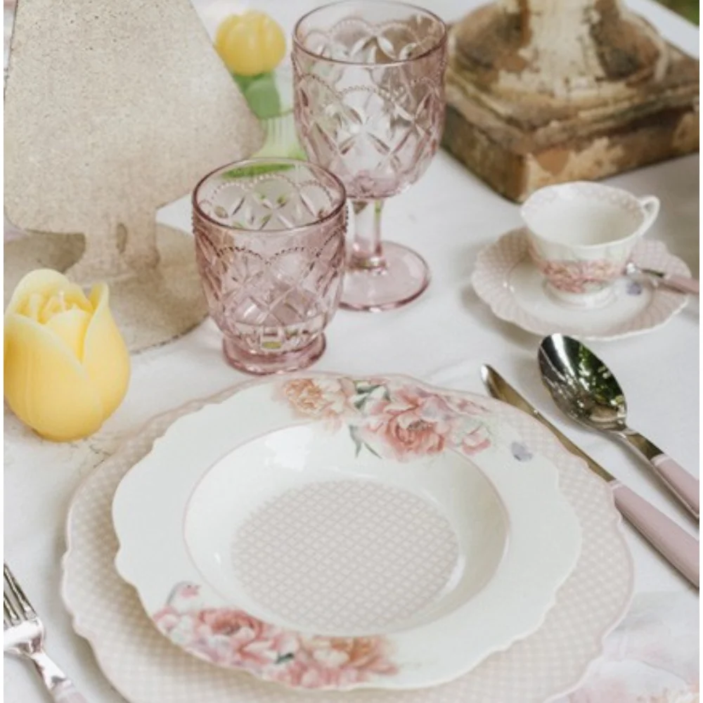 Set 12 Calici+12 Bicchieri Bassi "Fiorirà" Nuvole di Stoffa