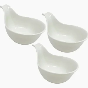Set 3 ciotole cucchiaio ceramica per aperitivi, salse e finger food