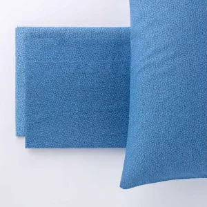 Set Completo Lenzuola Matrimoniale Arios Pois Blu, Puro Cotone, Linea Oro Carillo Home