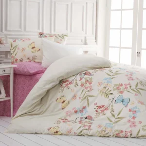 Set copripiumino jersey con farfalle color Crema Cotton Box